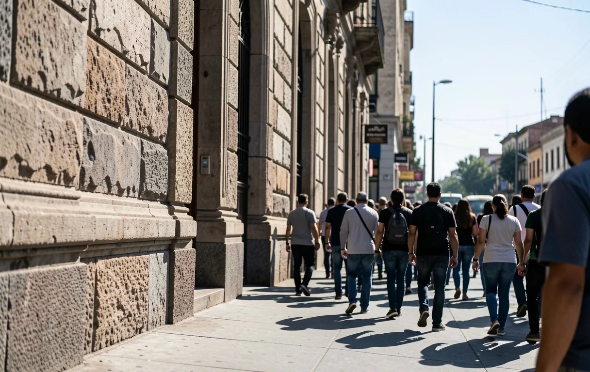 Fila en banco tradicional