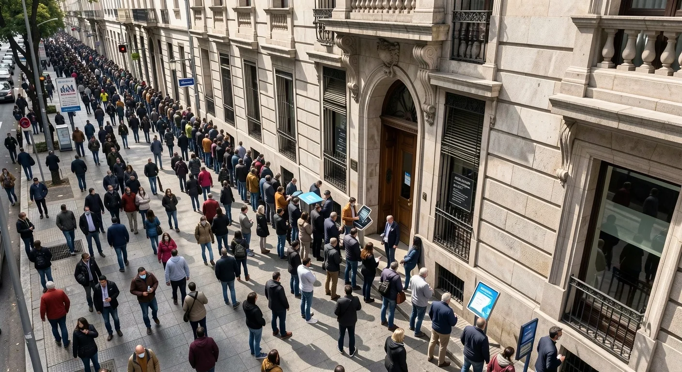 Filas en bancos tradicionales de Argentina