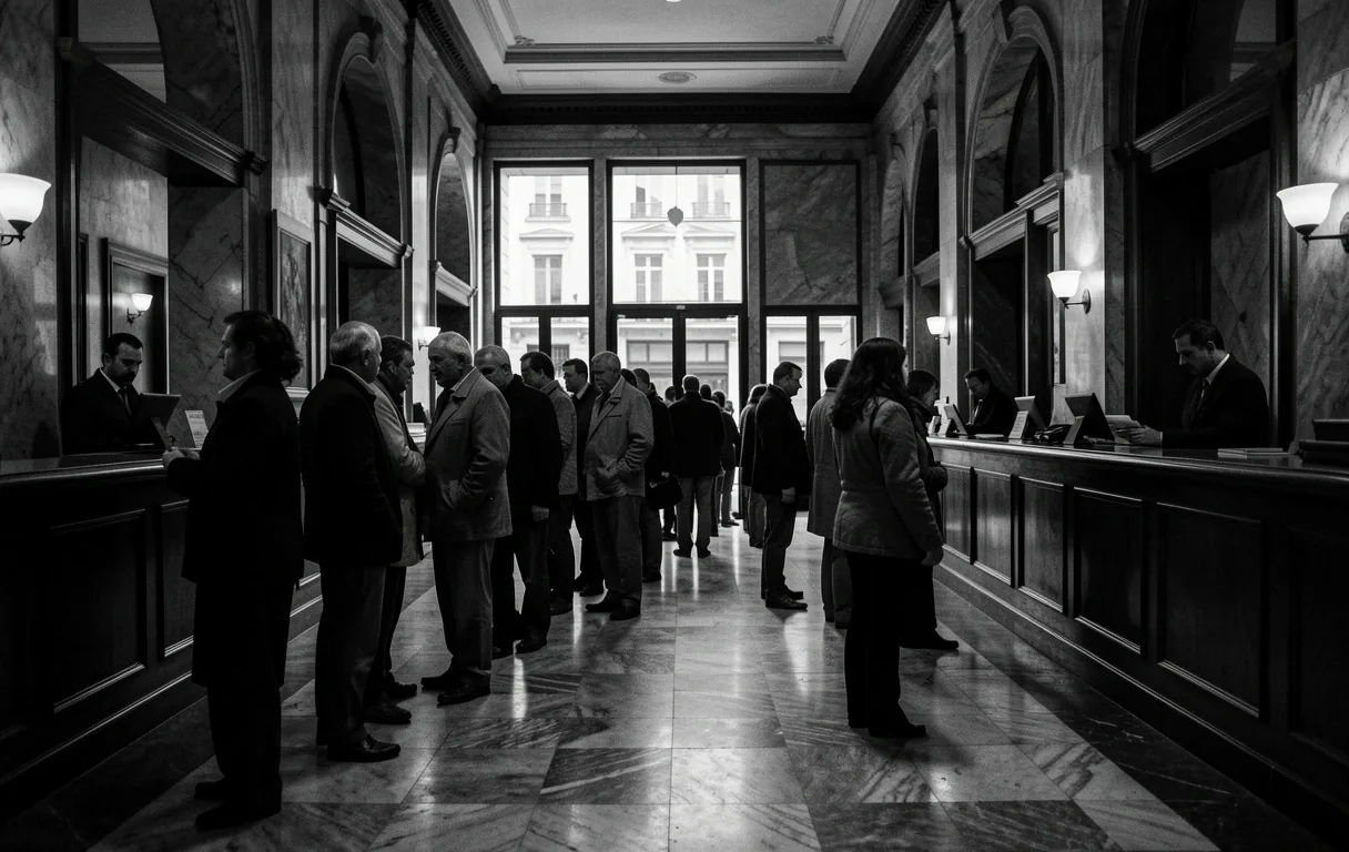 Filas en banca tradicional argentina